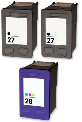 2 x Remanufactured HP 27 (C8727AN) High Capacity Black and 1 x Remanufactured HP 28 (C8728AN) High Capacity Colour Ink Cartridges